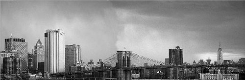 B&W Brooklyn Bridge & Empire State Bldg